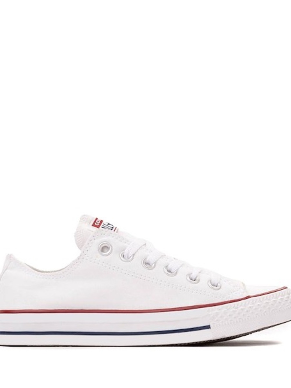 Converse White Low-Top Sneakers with Red & Navy Accents